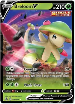 Breloom V Holo Ultra Rare Pokemon Fusion Strike Card 006/264 - Image 1