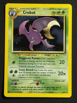 Pokemon Card WOTC TCG: Crobat Neo Revelation #4/64 Holo *Swirl* 🌀 Excellent - Image 1