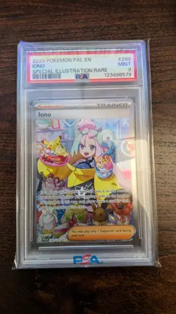 Iono Pokemon TCG Paldea Evolved Holo Ultra Rare Full Art Card 254/193 PSA 9 - Image 1