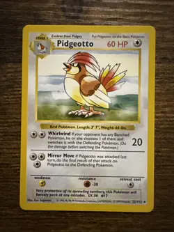 Pokemon TCG Pidgeotto Base Set 22/102 Regular Card, Shadowless - Image 1