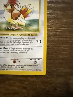Pokemon TCG Pidgeotto Base Set 22/102 Regular Card, Shadowless - Image 5