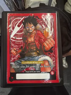 RARE One Piece Card Game - Certificate of Our Crew Oversized Luffy 1/1000 - Image 1
