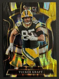 2025 Panini Select - Concourse Tucker Kraft #68 Green & Yellow Shock Prizm SP NM - Image 1