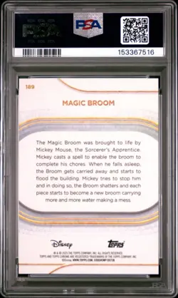 MAGIC BROOM 2025 TOPPS CHROME DISNEY ORANGE REFRACTOR SP 3/25 PSA 9 MINT - Image 2