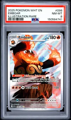 Pokemon TCG Emboar 098/086 Sv: White Flare Illustration Rare PSA 8 - Image 1