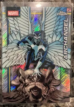 2026 Topps Chrome Marvel Archangel Marvel Logofractor #105 /61 SSP X-Men - Image 1