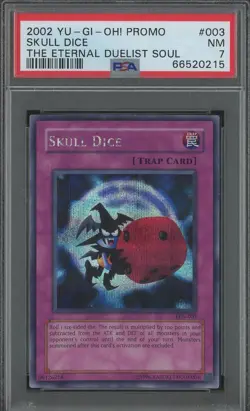 YuGiOh Skull Dice EDS-003 Graded PSA 7 NM Secret Prismatic Rare Eternal Duelist - Image 1