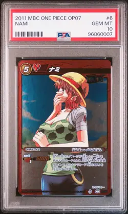 PSA 10 ONE PIECE NAMI MIRACLE BATTLE CARDDASS MBC 2011 HOLO OP07 #06 CARD - Image 1