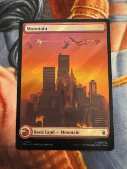 MTG Magic the Gathering Mountain 439 Marvel Super Heroes NM SURGE FOIL - Image 1