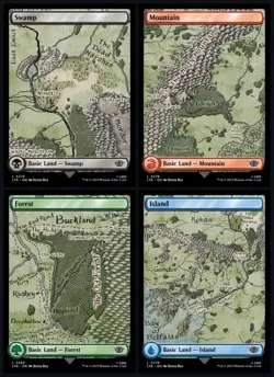 MTG 4-Card Foil Lands LOTR: Swamp, Mountain, Forest, Island, LTR FOILs! - Image 1