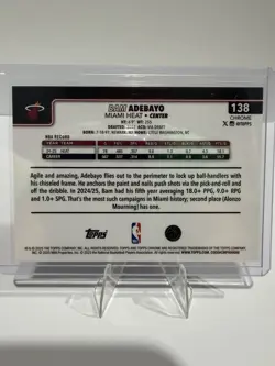 2025-26 Topps Chrome Sapphire Bam Adebayo Red 5/5 Bookend Color Match #138! - Image 2