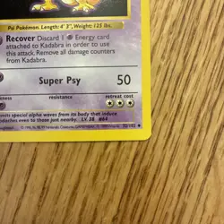 1999 Mint WOTC 32/102 Shadowless Kadabra Uncommon Pokemon Card - Image 4