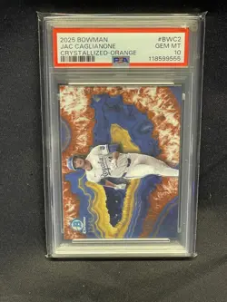 2025 Bowman Crystallized Jac Caglianone #BWC-2 Orange Refractor /25 (RC) PSA 10 - Image 1