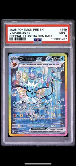 2025 POKEMON PRE EN-PRISMATIC EVOLUTIONS #149 VAPOREON EX PSA 9 - Image 1