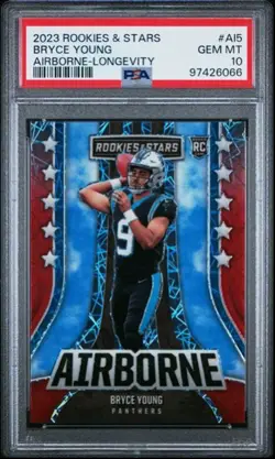 Bryce Young RC 2023 Panini Rookies & Stars Airborne Longevity PSA 10 Carolina - Image 1