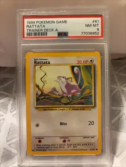 1999 Pokemon Game Rattata Trainer Deck A #61 PSA 8 NM Mint - Image 1