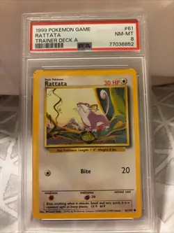 1999 Pokemon Game Rattata Trainer Deck A #61 PSA 8 NM Mint - Image 2