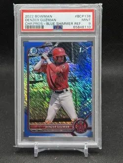2022 Bowman Chrome #BCP-138 Blue Shimmer /150 DENZER GUZMAN Angels PSA 9 - Image 1
