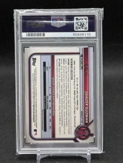 2022 Bowman Chrome #BCP-138 Blue Shimmer /150 DENZER GUZMAN Angels PSA 9 - Image 2