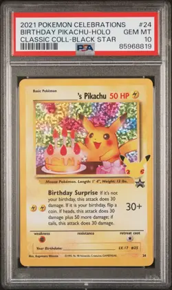 2021 POKEMON CELEBRATIONS CLASSIC COLL. #24 BIRTHDAY PIKACHU-HOLO PSA 10 - Image 1