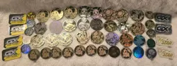 Lot of 50 Official Pokemon TCG Coins & Markers! Different Sizes & Colors! - Image 1