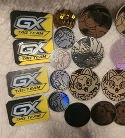 Lot of 50 Official Pokemon TCG Coins & Markers! Different Sizes & Colors! - Image 2