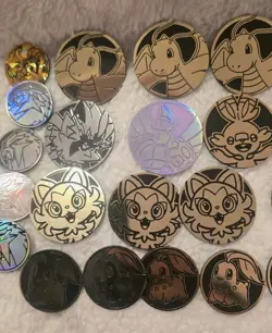 Lot of 50 Official Pokemon TCG Coins & Markers! Different Sizes & Colors! - Image 3