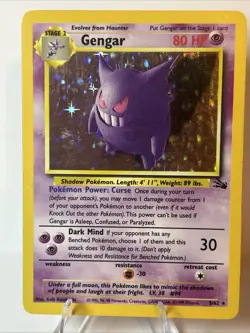 Pokemon Gengar TCG Fossil Holo Unlimited Rare Card 5/62 1999 - Image 1