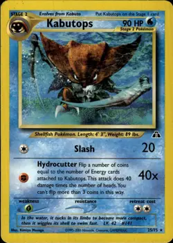 Pokemon Neo Discovery #25/75 Kabutops (25) Rare Lightly played - Image 1