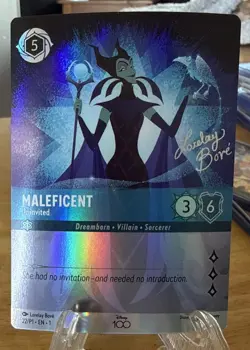 Maleficent Uninvited Lorcana Disney100 Promo Signed Rise of the Floodborn - Image 1