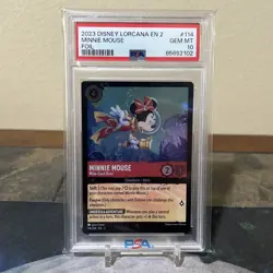 Minnie Mouse Cold Foil PSA 10 GEM MINT 2023 Floodborn #114 Disney Lorcana - Image 1