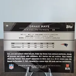 Drake Maye 2025 Topps Chrome Black Base #69 Patriots - Image 2