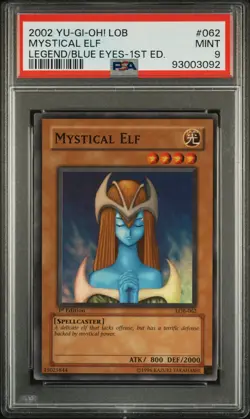 PSA 9 - Yu-Gi-Oh Card - LOB-062 - MYSTICAL ELF (super rare holo) - MINT - Image 1