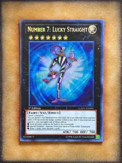 Yugioh Number 7: Lucky Straight GAOV-EN091 Secret Rare 1st Ed NM - Image 1