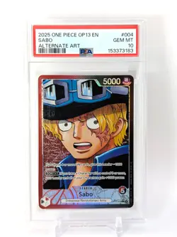 Sabo 2025 One Piece OP13 EN #004 Alt Art Leader PSA 10 Gem Mint - Image 1