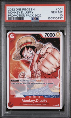 MONKEY D. LUFFY PSA 10 Pre-Errata ONE PIECE PROMOS P-001 PROMOTION PACK 2022 - Image 1