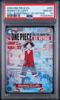 2026 ONE PIECE PROMOS P-055 MONKEY D. LUFFY COLLEGE BASKETBALL PSA 10 - Image 1