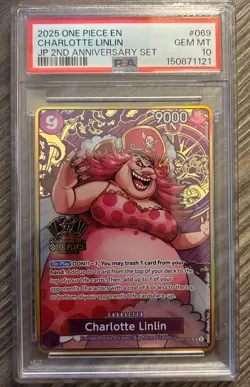 2024 ONE PIECE EN #OP08-069 CHARLOTTE LINLIN JP 2ND ANNIVERSARY SET PSA 10 - Image 1