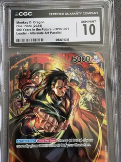 CGC 10 Gem Mint Monkey D. Dragon OP07-001 Leader Alt. Art Parallel One Piece TCG - Image 3