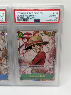 SEQUENTIAL Ace & Luffy PSA 10 One piece OP13-118 OP13-119 OP13 Alt Art - Image 3