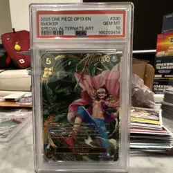 Bandai One Piece Carrying on His Will Smoker SP Alt Art Holo OP13-030 PSA 10 - Image 1
