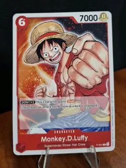 One Piece Monkey D. Luffy Promo P-001 post - errata revision Straw Hat Crew RARE - Image 1