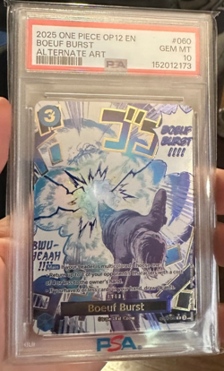ONE PIECE OP12-LEGACY OF THE MASTER ALT Art BOEUF BURST #060 PSA 10 - Image 1