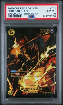 2025 One Piece OP12 EN Portgas D Ace Special Alternate Art #011 PSA 10 GEM MINT - Image 1