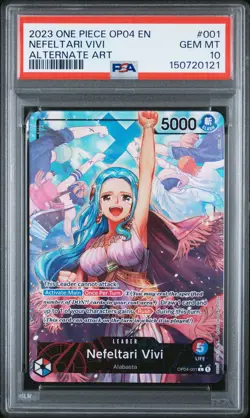 2023 ONE PIECE OP04-KINGDOMS OF INTRIGUE ALTERNATE ART NEFELTARI VIVI PSA 10 - Image 1