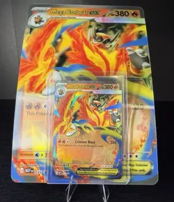 Pokemon TCG Pokemon Mega Emboar EX 035 Promo Card + Oversized Holo Card English - Image 1