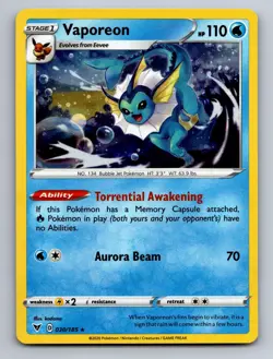 Vaporeon (Cosmos Holo) 030/185 Promo Miscellaneous Cards & Products Pokemon NM - Image 1