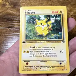 Pikachu 60/64 Jungle 1st Edition Common Pokemon Card Ken Sugimori Art Heavy Play - Image 1