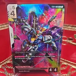 Gundam Aerial (Permet Score Six) LR Holo Unit Gundam Card Game Bandai ST01-006 - Image 1