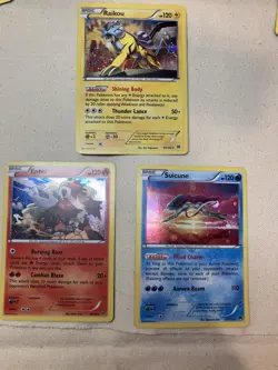 Pokemon Card Lot of 3: LP-MP Raikou, Entei, Suicune Cosmo Holo Blister Exclusive - Image 1